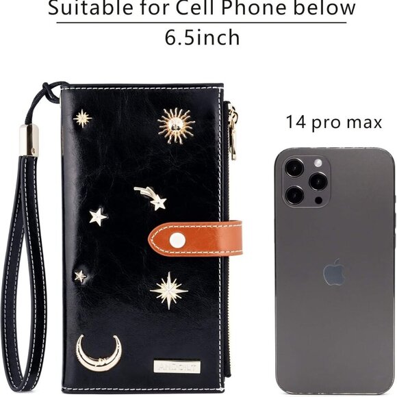 Women's Genuine Leather Wallet RFID Blocking Credit Card Holder Zipper Purse Cel - Picture 5 of 6